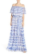 ELIZA J BLOUSON OFF THE SHOULDER MAXI DRESS sz 4