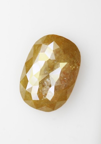 3.32 Ct Natural Oval Cut Loose Diamond Yellow Color Rustic Diamond for Ring - Picture 10 of 15