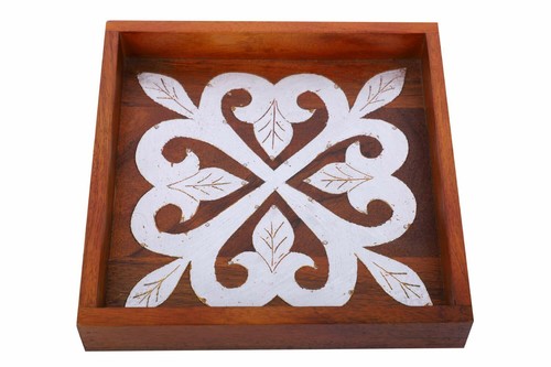 Handcrafted Wooden Brown Mukhwas Set with Four Jars & Spoon (Size:9x9x3.5) - Picture 5 of 6