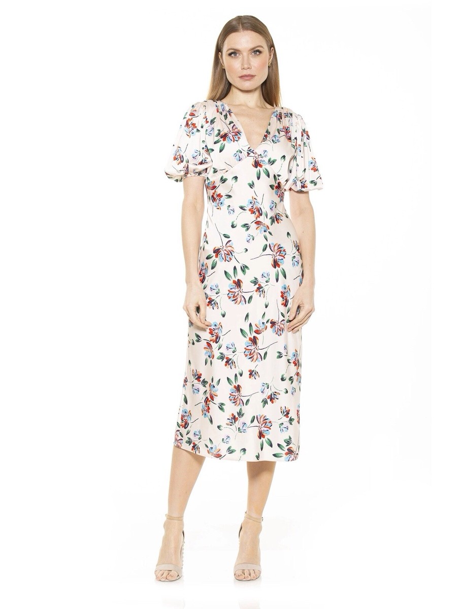 ALEXIA ADMOR FELICITY MIDI DRESS IN PAINTED FLORAL SZ 12 NWOT | eBay