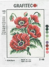 Grafitec Printed Tapestry Needlepoint Canvas - Red Poppies
