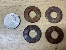 (4) VINTAGE RECLAIMED Rusty Crusty 7/16" FLAT WASHERS  (works for 3/8 also)