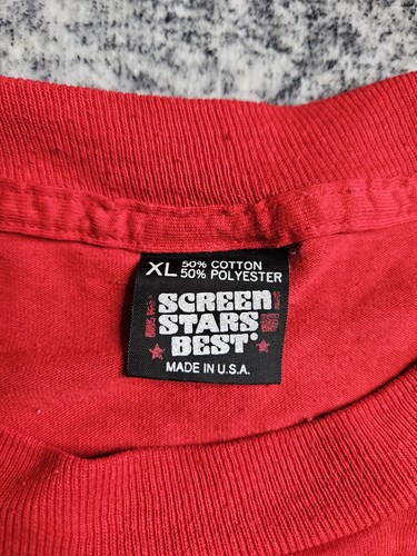 VINTAGE 1993 SCREEN STARS BEST TSHIRT Mens XL Red Superbowl Calorie Countdown - Picture 5 of 12