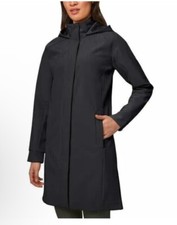 Mondetta Women's Softshell Water Resistant Long Hooded Jacket, Black Medium Nwt