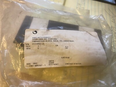 AMP NETCONNECT DATA TRANSITION BLOCK, UC, UNIVERSAL 221682-1 *FREE SHIPPING*