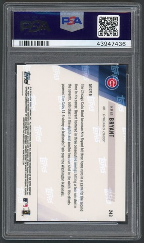 2019 Topps Now Kris Bryant Chicago Cubs #243 PSA 10 GEM MINT - Bild 2 von 2