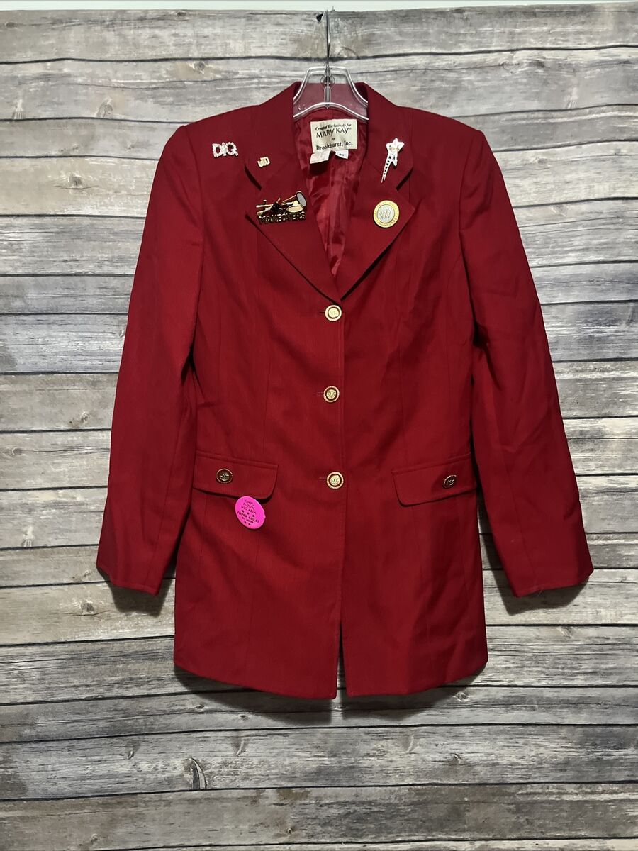 ジャケット・アウター ROY  WAIST SHAPE ASSORT BUTTON COAT Mary Kay By Brookhurst Red Button Front Jacket Coat Size 2R