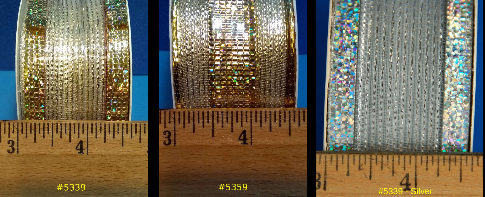 Wright Ribbon New Old Stock Wrights Ribbon Wire Edge Gold & Silver (1 1/2
