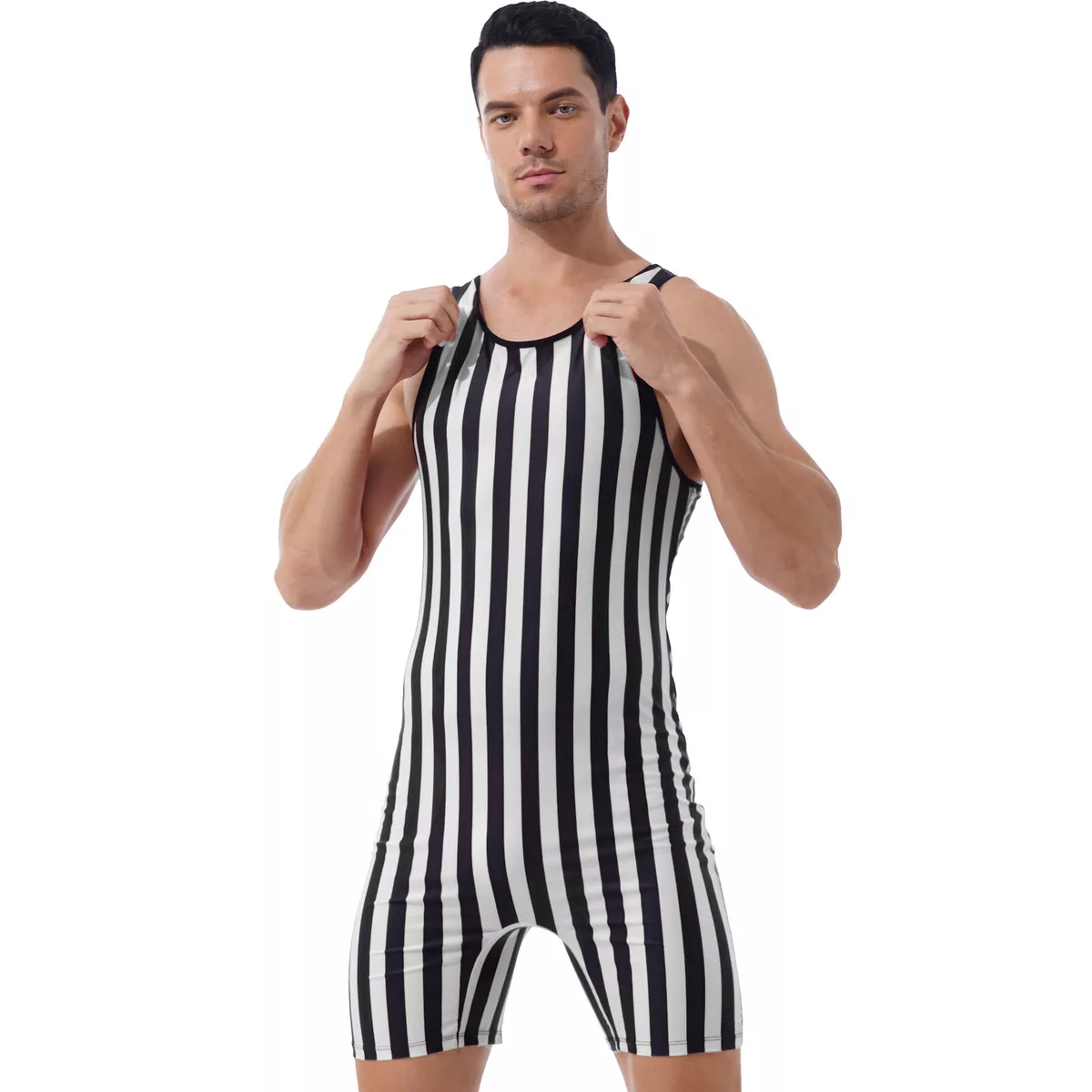Mens one piece swimsuit best sale striped