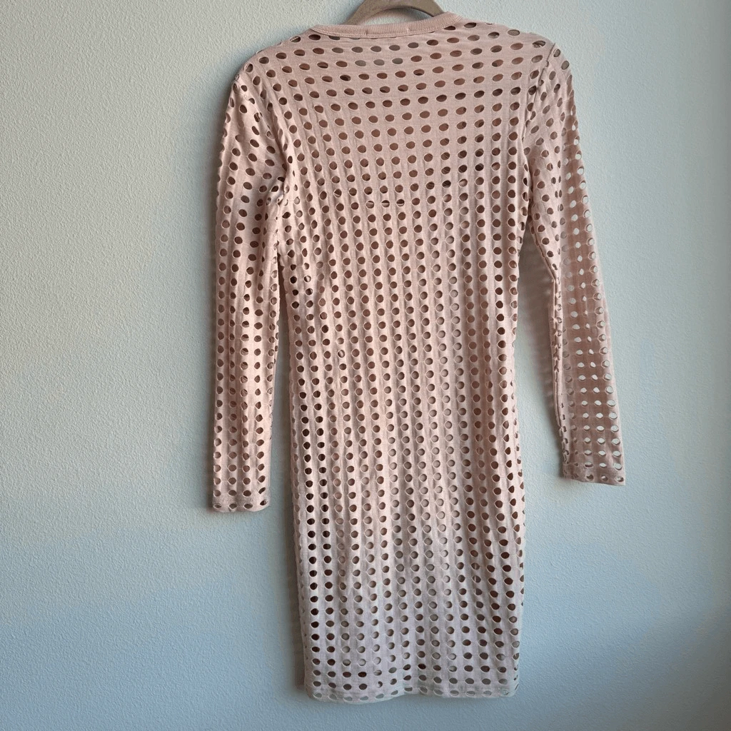 Alexander Wang Mini Abito Traforato Rosa Manica Lunga Street Style Taglia XS