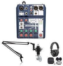 Podcasting Podcast Recording Bundle w/Soundcraft Mixer Headphones Mic Boom Arm