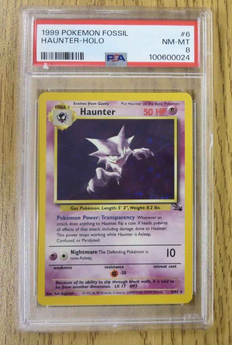 1999 Pokemon Fossil Holo Rare Haunter PSA 8 6/62 Mint Fresh Slab
