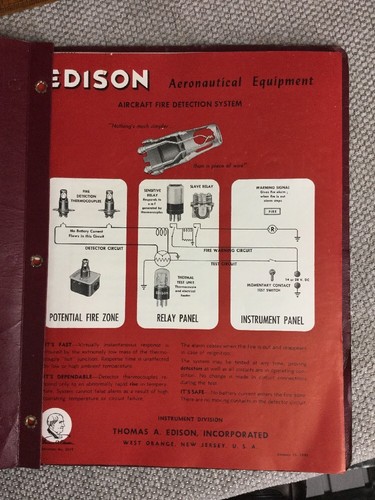 Raro 1949 equipo avión Edison sistema de detección departamento de bomberos catálogo - Imagen 2 de 10