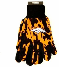 Denver Broncos Black & Orange Camo Utility Work Grip Gloves
