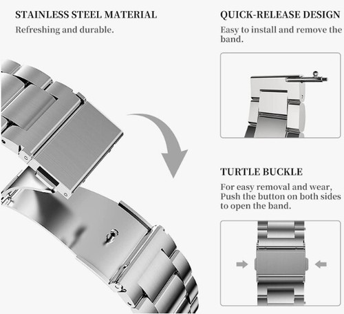 Correa de reloj universal de repuesto 20/22 mm correa de acero inoxidable pulsera de metal - Imagen 7 de 13