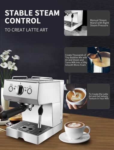 Macchina da caffè espresso e cappuccino con schiumalatte per casa 15 bar NUOVA - Foto 4 di 8