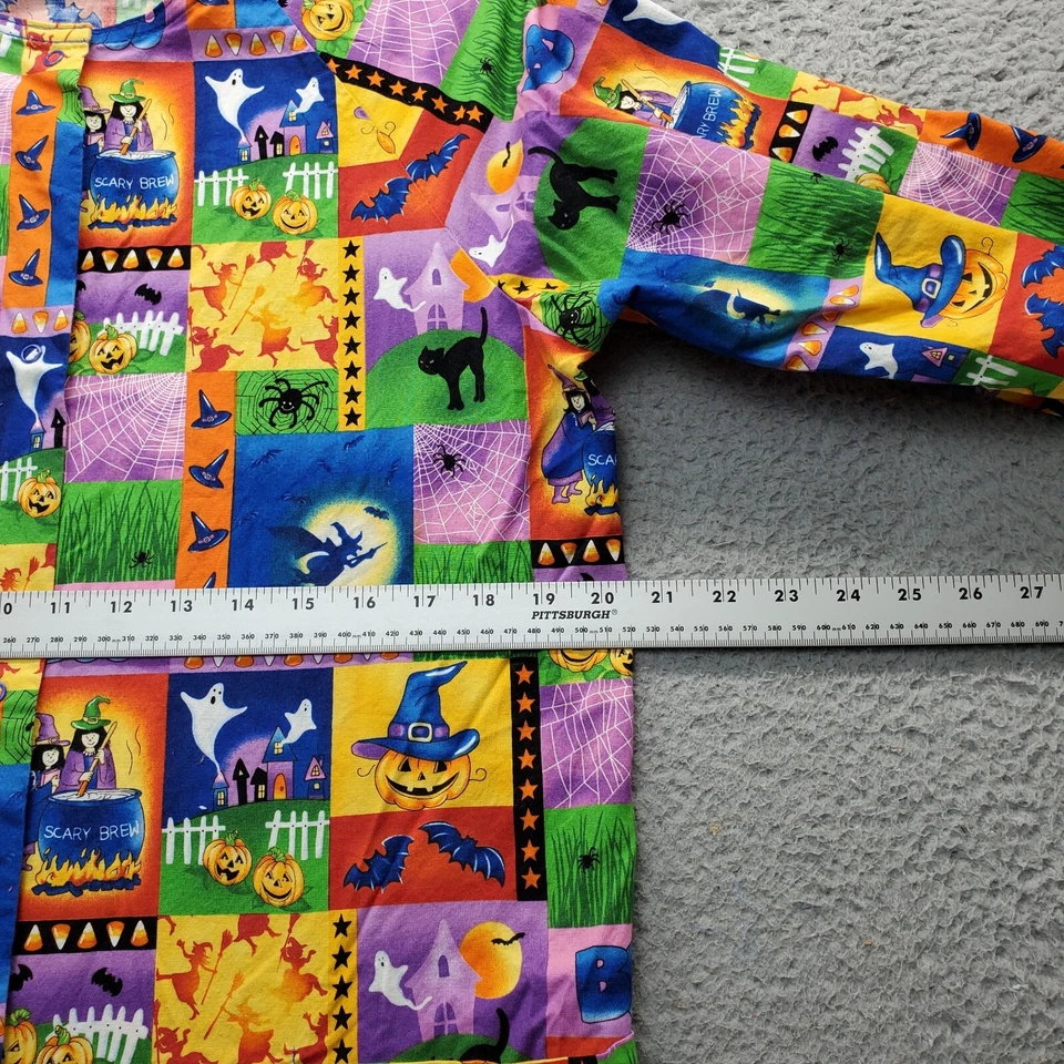 Blusa Médica Estampada de Halloween White Swan para Mujer M Multi Calabaza y Brujas Frente a Presión Foto 4 de 4