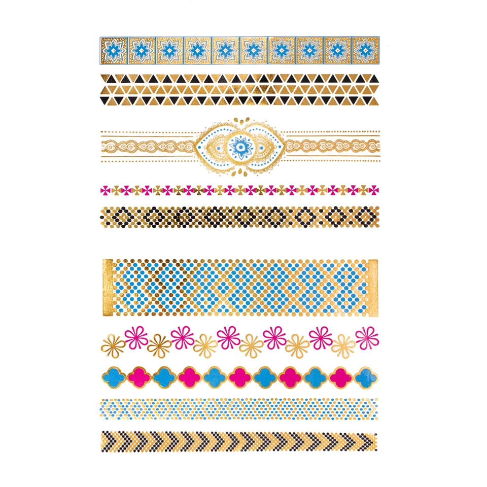 OBLIQUE UNIQUE Temporäre Armband Tattoos Metallic Look Gold Schmuck Design Klebetattoos