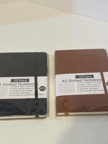 2 Dotted Notebook Journal A5~Premium Thick Paper ~Leather Hardcover ~100 Sheets - Picture 3 of 8