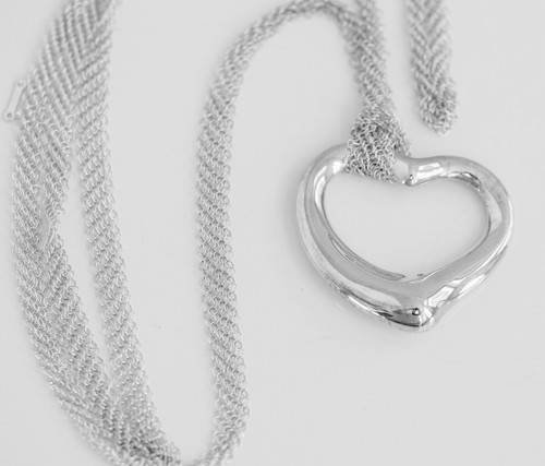 Tiffany & Co Elsa Peretti Sterling Large Open Heart on Mesh Chain - Bild 2 von 9