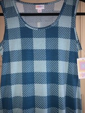 Lularoe Blue Plaid Dani Maxi Dress Medium 8/10 Sleeveless Long New Stretch M ❤️