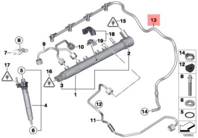 Genuine BMW E60N E61N E81 Fuel Injection Overflow Oil Line