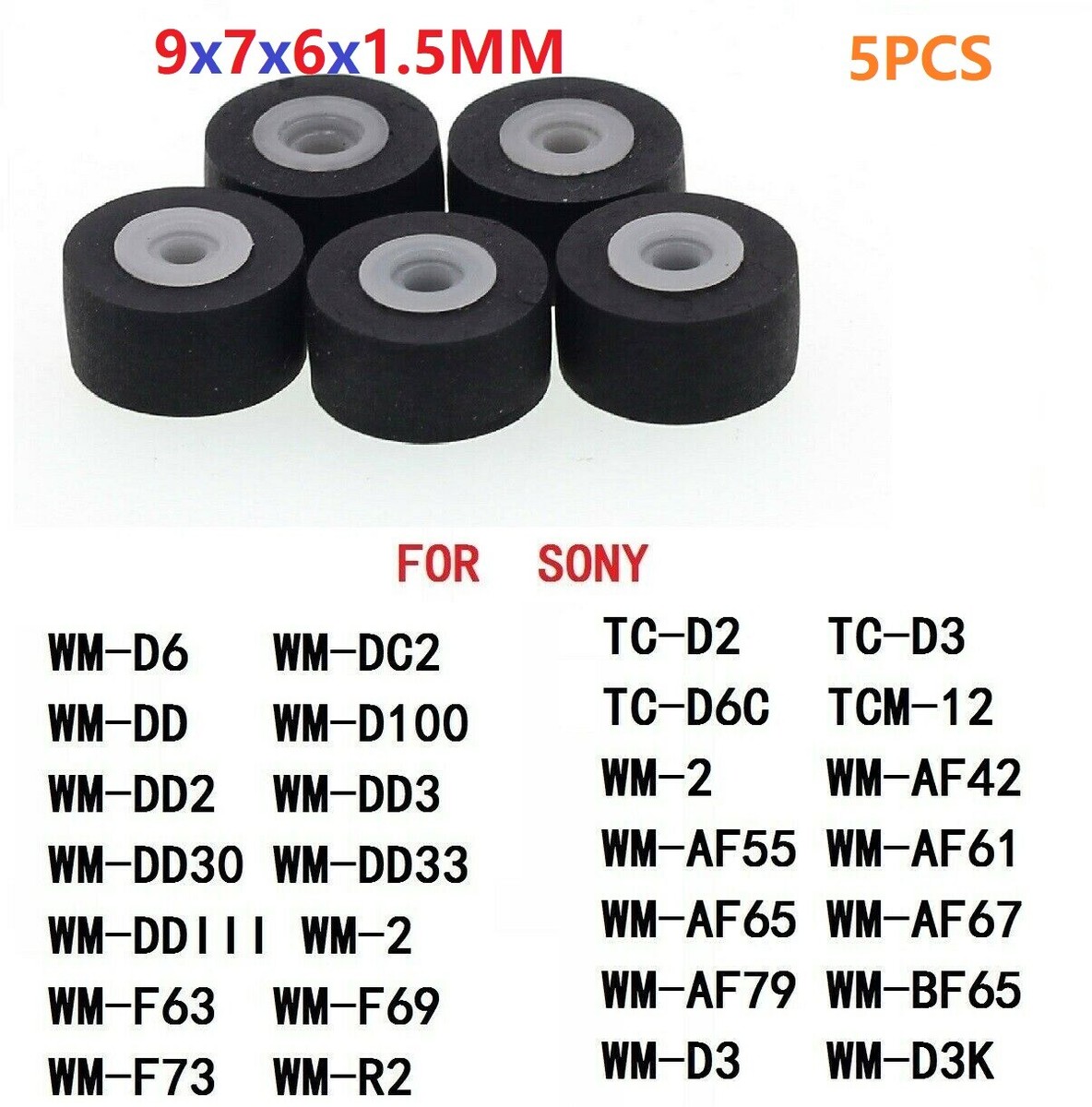 5pcs Pinch Roller for SONY TC-D6C WM-D6 WM-FXX WM-AFXX TC-DXX