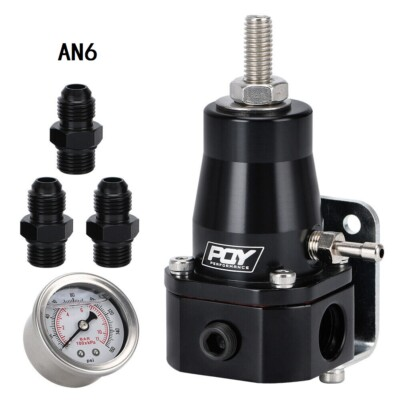 #ad #ad Adjustable AN6 EFI Fuel Pressure Regulator Kit W Oil Gauge 30 70 PSI Universal $32.29