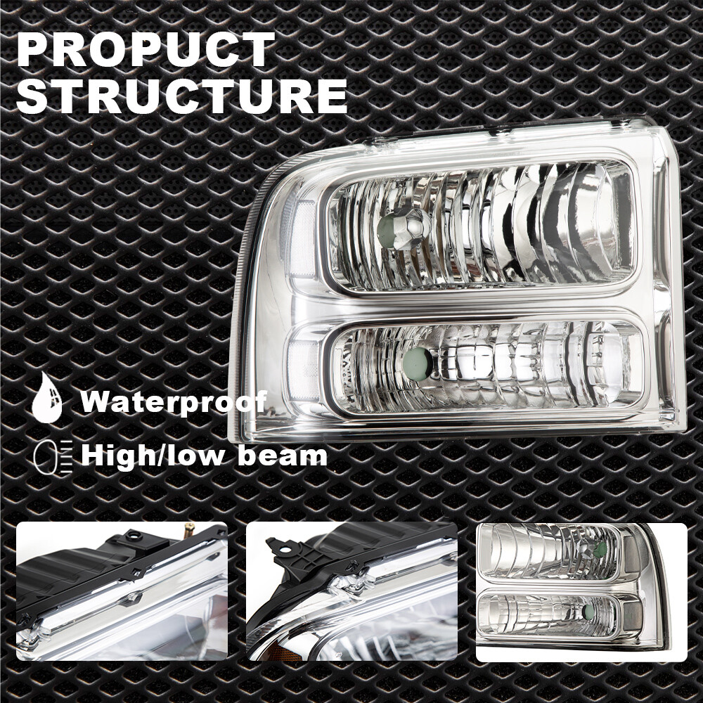 87-93 FORD MUSTANG CLEAR CHROME HEADLIGHTS CORNER LENS 6 PIECE SET Fox
