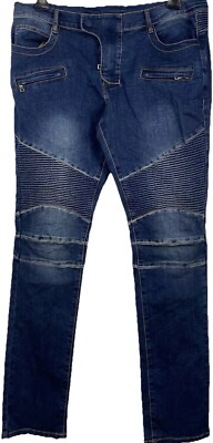 Balmain Paris Stunning Blue Biker Jeans Trousers Size W 38