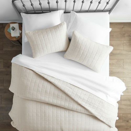 Premium Ultra Soft Quilted 3 Piece Coverlet Set Kaycie Gray Hotel Collection - Picture 84 of 111