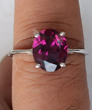 2.50 Ct Oval Cut Rhodolite Engagement Women Ring in Sterling silver