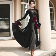 Latin Ballroom Dance Dress Modern Salsa Waltz Standard Long Dress G896 2 Colors