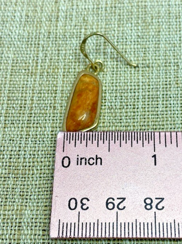 Vintage BARSE Thailand Gold-Toned Orange Sponge Coral Dangle Hook Earrings - Picture 8 of 9