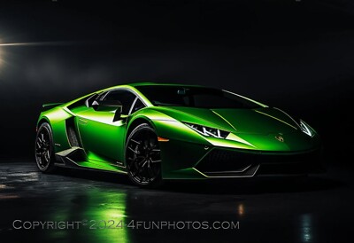 Green Lamborghini Huracan Poster Sized Premium Photo Print 11''x17'' Wall Art