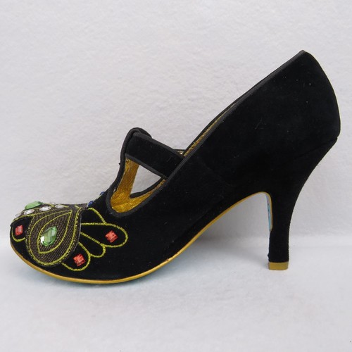 Irregular Choice Black Suede "Irromahari" Jeweled Peacock 3.75" Heel Size 9.5 - Picture 4 of 18