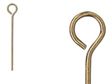 Eye Pin, 100 Antiqued Gold Plated Brass 3/4" Long 24 Gauge Standard Eyepins