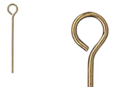 Eye Pin, 100 Antiqued Gold Plated Brass 3/4" Long 24 Gauge Standard Eyepins