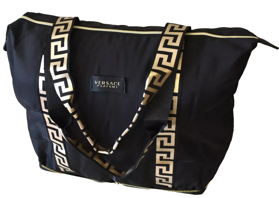 Versace Parfums Black and Gold Folding Tote Bag / Shopper / Beach - Image 4 of 4