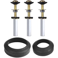 Toilet Tank to Bowl Gasket Kit with 3 Sets of 304 Stainless Steel Bolts