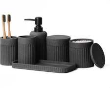 Bathroom Accessory Set - 6 Pieces Bathroom Accessories Set Complete with Soap Di