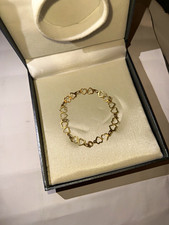 9ct Yellow Gold Heart Link Cable Chain Bracelet with Lobster Clasp