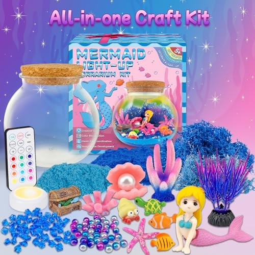 Mermaid Terrarium Craft Kit for Kids - LED Night Light Up & Remote Mermaid - Picture 5 of 7