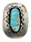 Vintage Navajo Sterling Silver Blue Turquoise Shadow Box Ring Size 8.25