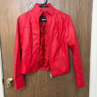 Gorgeous Vera Pelle Red Italian Leather Jacket Size XS
