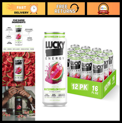 Sugar Free Energy Drink - Watermelon Candy, 16oz Cans (12-Pack) - Zero Sugar, He