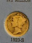 1923-s . Mercury Dime Good+