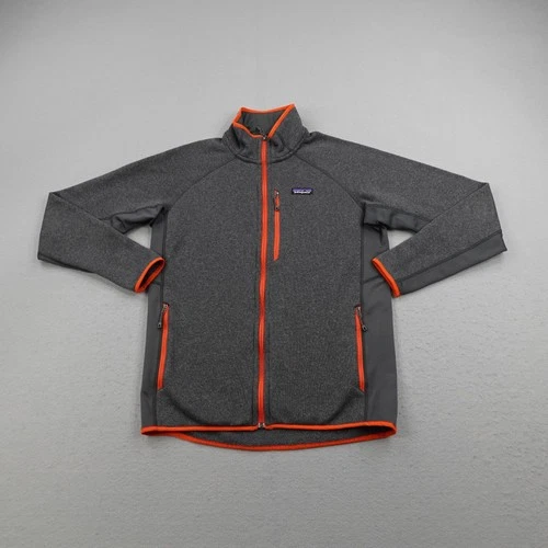Patagonia Jacket Mens Large Gray Orange Performance Sweater Fleece Full Zip Up video thumbnail