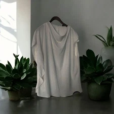 Halston Blouse Woman  Large Beige Print Ruffle Sheer Boho Relaxed Work Office