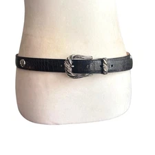 Brighton B10783 Womens Size 34 Leather Belt Silver Tone With Rhinestone Accents